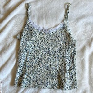 blue and green floral brandy melville tank